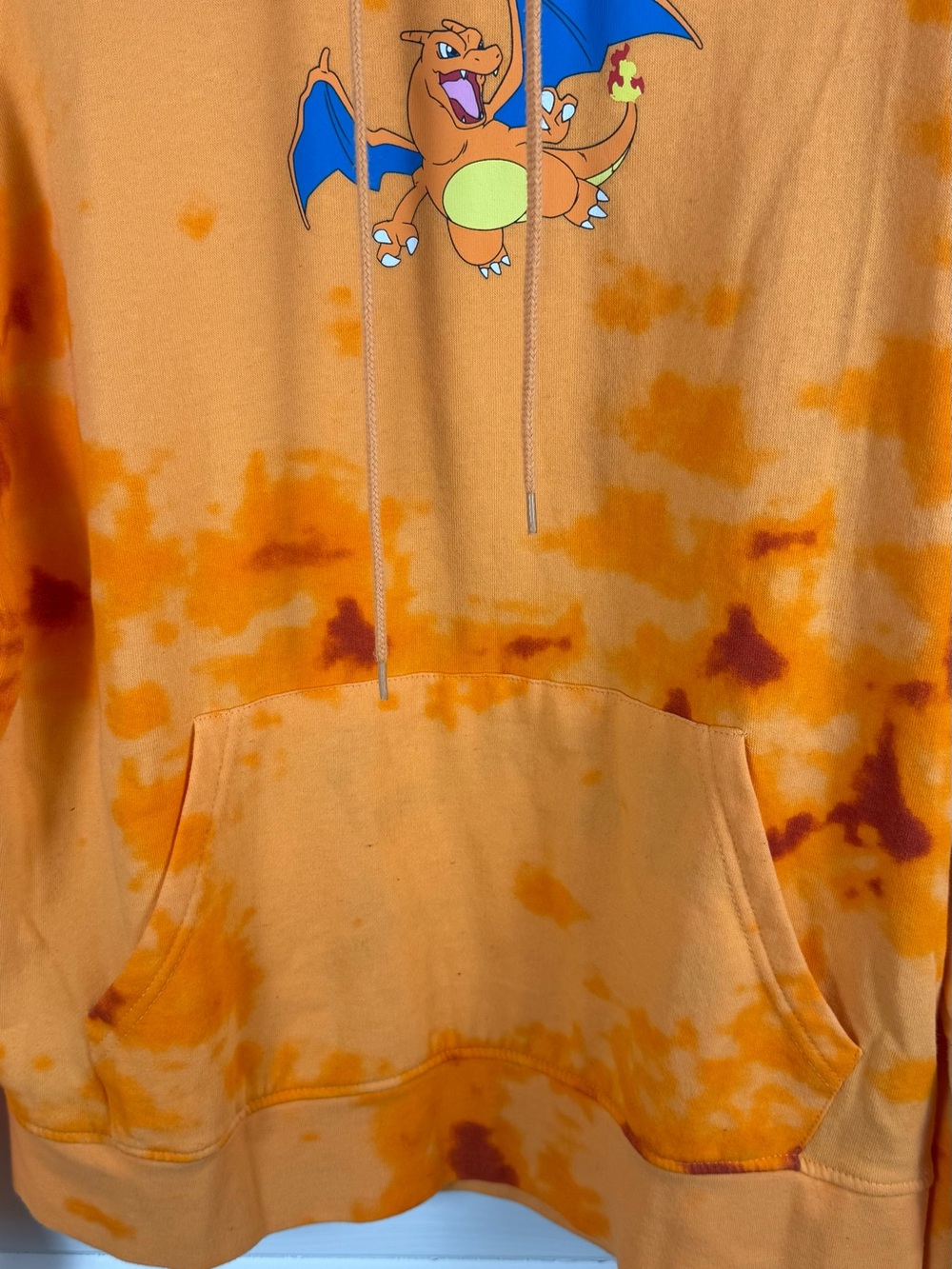 Pokemon Charizard Custom Tie Dye Hoodie Orange Fire Graphic Pullover Size Medium - Picture 3 of 7